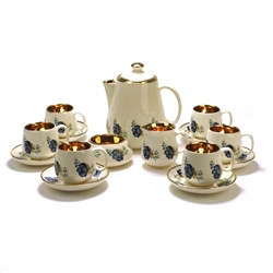 15-PC Tea Set by Prinkash Pottery, Pottery, Blue Flowers