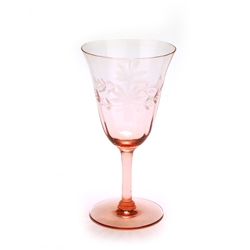 Water Glass,  Pink Etched Design