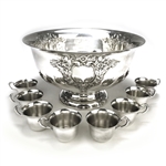 Castle Court by Oneida, Silverplate Punch Bowl, Ladle & 12 Cups