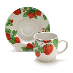 Strawberry Social by Tienshan, Stoneware Cup & Saucer