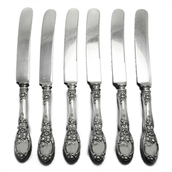 Brides Bouquet by Alvin, Silverplate Dinner Knives, Set of 6, Blunt Plated