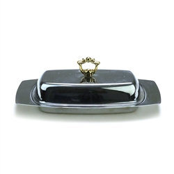 Butter Dish by Kromex, Chrome, Gold Tone Handle