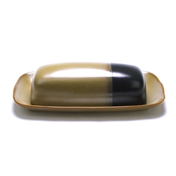Gold Dust Black by Sango, Stoneware Butter Dish