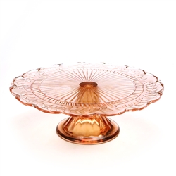 Cake Stand by China, Glass, Pink Glass, Leaves