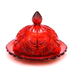 Inverted Thistle Ruby Red by Mosser, Glass Butter Dish, Round