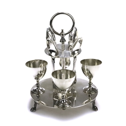 Egg Cup Stand, Silverplate, 4 Spoons