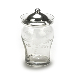 Condiment Jar w/ Silver Lid by Webster, Sterling/Glass, Etched Flowers