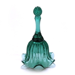 Faberge Bell by Fenton, Glass Dinner Bell, Teal Green