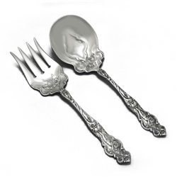 Irian by Wallace, Sterling Salad Serving Spoon & Fork, Monogram S