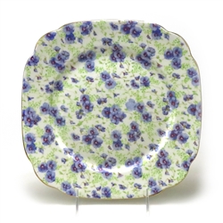 Square Dinner Plate by Royal Albert, China, Blue Pansy