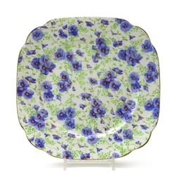 Square Salad Plate by Royal Albert, China, Blue Pansy