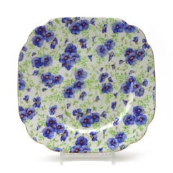 Square Dessert Plate by Royal Albert, China, Blue Pansy