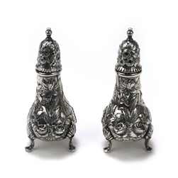 Repousse by Kirk, Sterling Salt & Pepper Shakers, Footed, Monogram BKT
