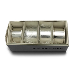 Napkin Rings, Set of 4 by International, Silverplate, Ringed, Plain