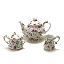 Rose Chintz by Lefton, China 3-PC Tea Service