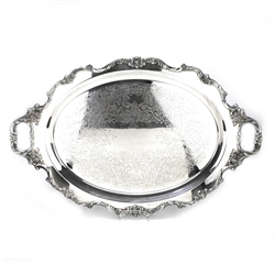 Royal Rose by Wallace, Silverplate Waiter, Chased w/ Handles, Footed