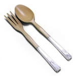 Grenoble by Prestige Plate, Silverplate Salad Serving Spoon & Fork, Olive Wood