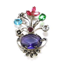 Pin by Coro, Sterling, Multi-Colored Stone