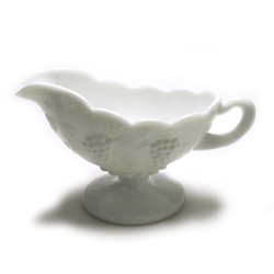 Paneled Grape Milk Glass by Westmoreland, Glass Gravy Boat