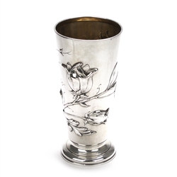 Trophy Vase, German Silver Chased Roses, Monogram Oldenbruger