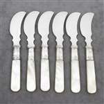 Pearl Handle by Landers, Frary & Clark Butter Spreaders, Set of 6, Flat Handle, Vine Ferrule