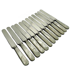 Pearl Handle by Landers, Frary & Clark Dinner Knives, Set of 12, Blunt Plated
