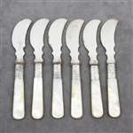 Pearl Handle by Landers, Frary & Clark Butter Spreaders, Set of 6, Flat Handle, Rose Ferrule