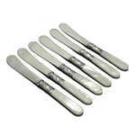 Pearl Handle by Holmes & Edwards Butter Spreaders, Set of 6, Flat Handle, Garland Ferrule