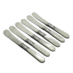 Pearl Handle by Holmes & Edwards Butter Spreaders, Set of 6, Flat Handle, Garland Ferrule