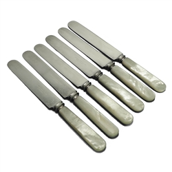 Pearl Handle by Landers, Frary & Clark Luncheon Knives, Set of 6, Blunt Plated