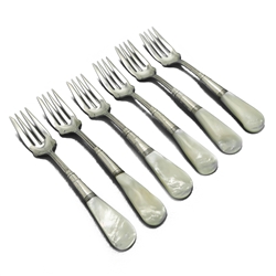 Pearl Handle made in England Salad Forks, Set of 6, Ringed Ferrule