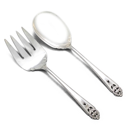 Queen's Lace by International, Sterling Salad Serving Spoon & Fork