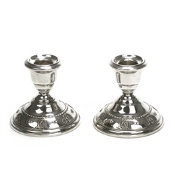 Rose Point by Wallace, Sterling Candlestick Pair