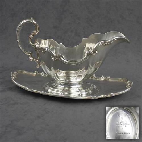 Reed & Barton Victorian Silverplate Gravy Boat & Tray at The Sterling Shop
