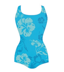 Adoretex Women's Hawaiian Flower Conservative Lap Suit Swimwear