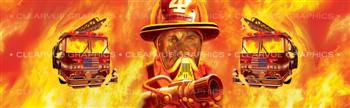 Emerging From Flames Fire Fighter Rear Window Graphic
