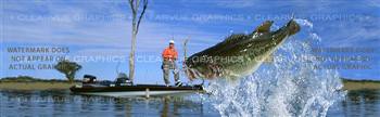 Fighting Bass Fishing Rear Window Graphic