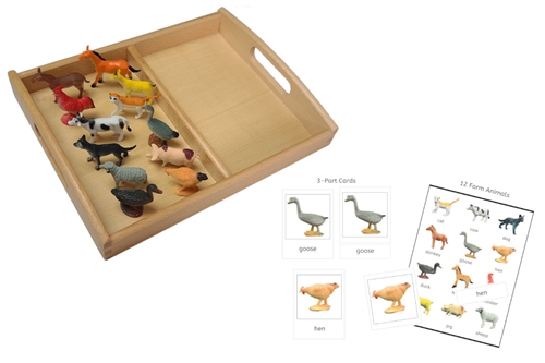 12 Farm Animal Models with Tray & Cards