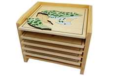 IFIT Montessori: 5 Animal (with Skeleton) Puzzles with Cabinet