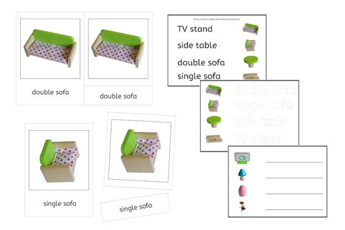 Green Living Room Language Exercise Cards - Set A (PDF)