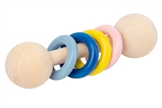 Wooden Baby Rattle with 4 Rings