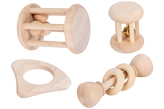4-Piece Wooden Baby Rattle/Teether Set