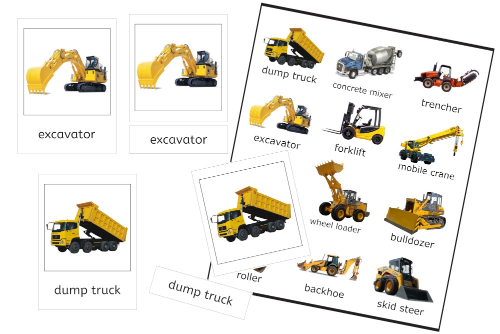 Trucks 3-Part Cards - Set B (PDF) - IFIT Montessori