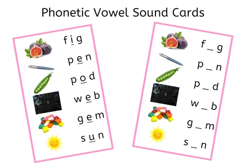 Pink Vowel Sound Cards (PDF)