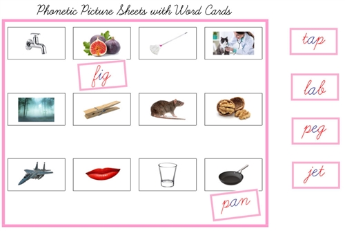 Pink Picture Sheets, Cursive (PDF)