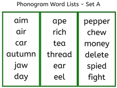 Green Word Lists - Set A (PDF)