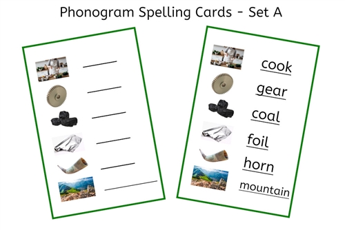 Green Spelling Cards - Set A (PDF)