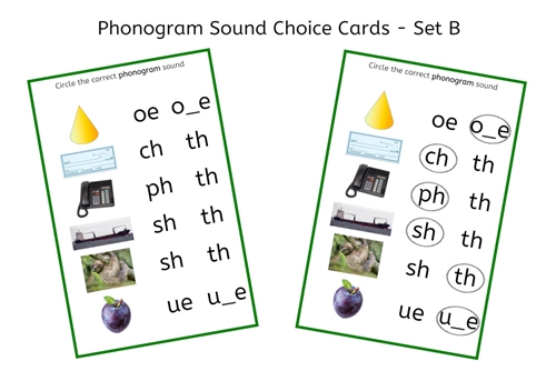 Green Phonogram Sound Choice Cards - Set B (PDF)