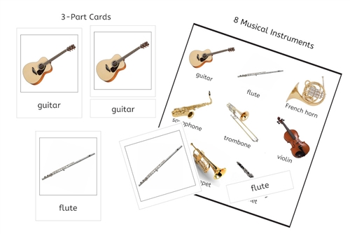 8 Musical Instruments 3-Part Cards (PDF)
