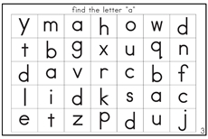 Letter Search Worksheets - Lower Case, Print (PDF)